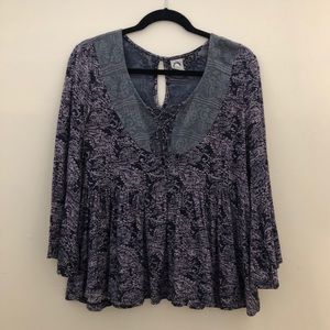 Anthropologie purple 3/4 length blouse
